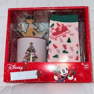 Disney Festive Christmas Mug, Sock and Door Hanger Gift Set NWT
